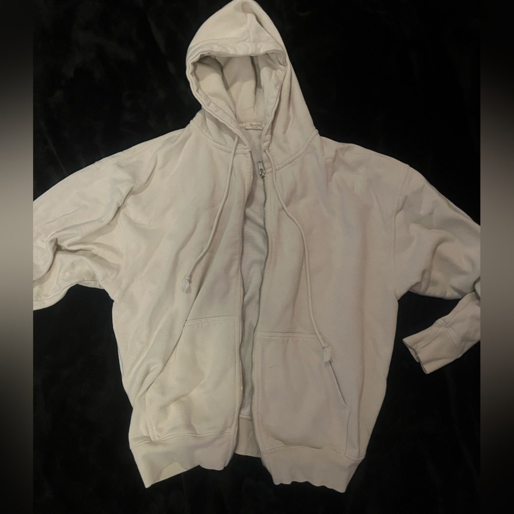 Cream brandy melville zip up